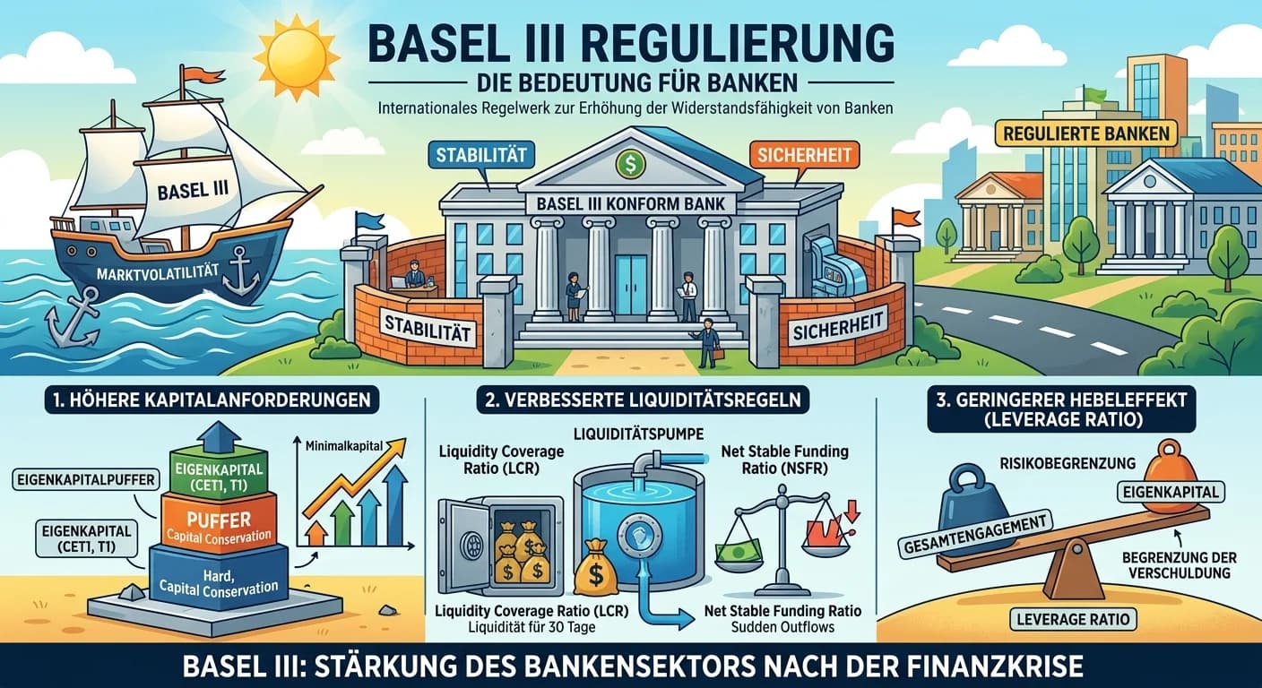 Bankkaufmann: Basel III Regulierung: Bedeutung für Banken nach Finanzkrise – einfach erklärt