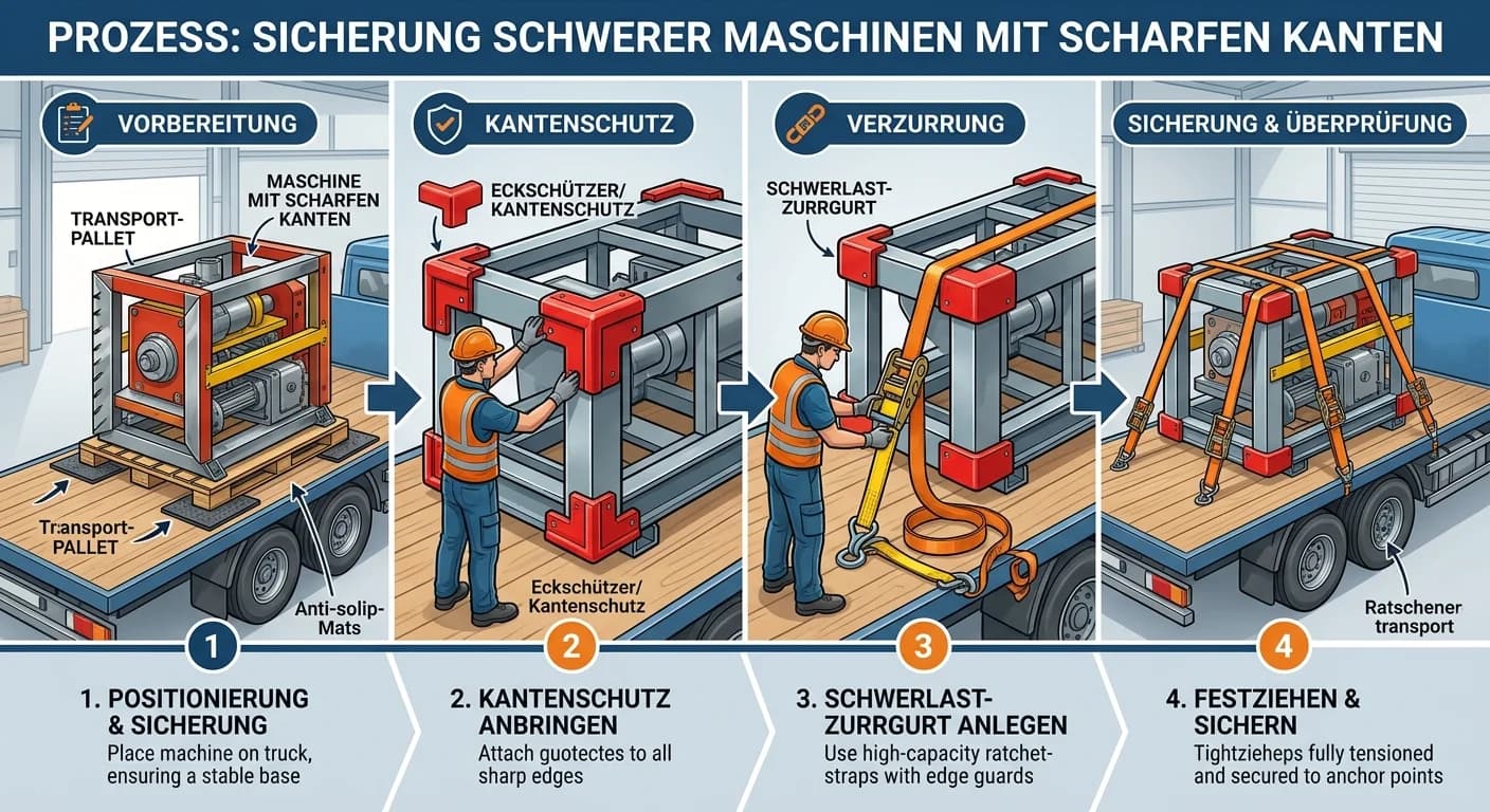 Berufskraftfahrer: Wie sichert man schwere Maschinen mit scharfen Kanten unter Ver – einfach erklärt