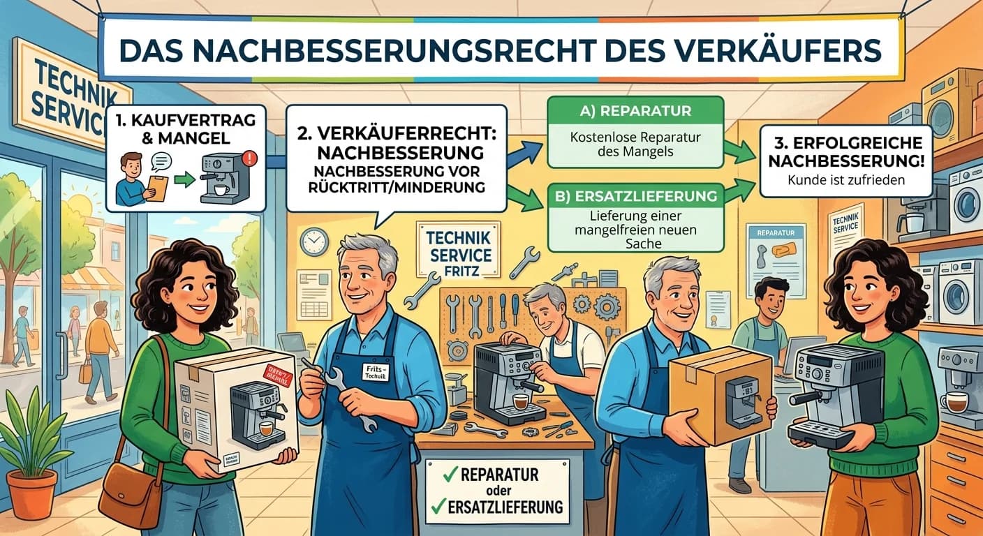 Einzelhandel: Nachbesserungsrecht des Verkäufers bei Sachmängeln im Kaufrecht – einfach erklärt