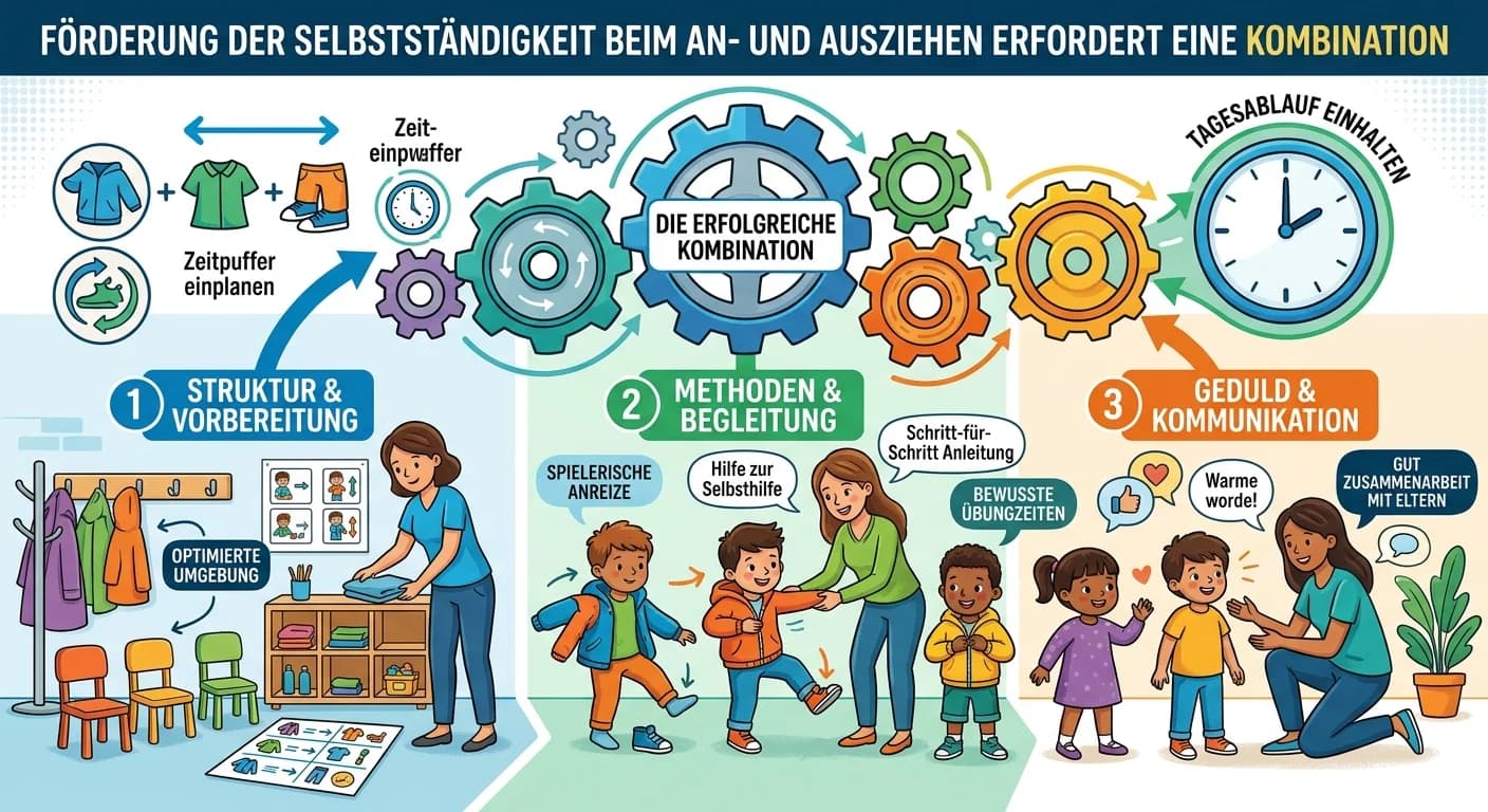 Erzieher: Selbstständigkeit beim An- und Ausziehen fördern ohne Zeitdruck – einfach erklärt