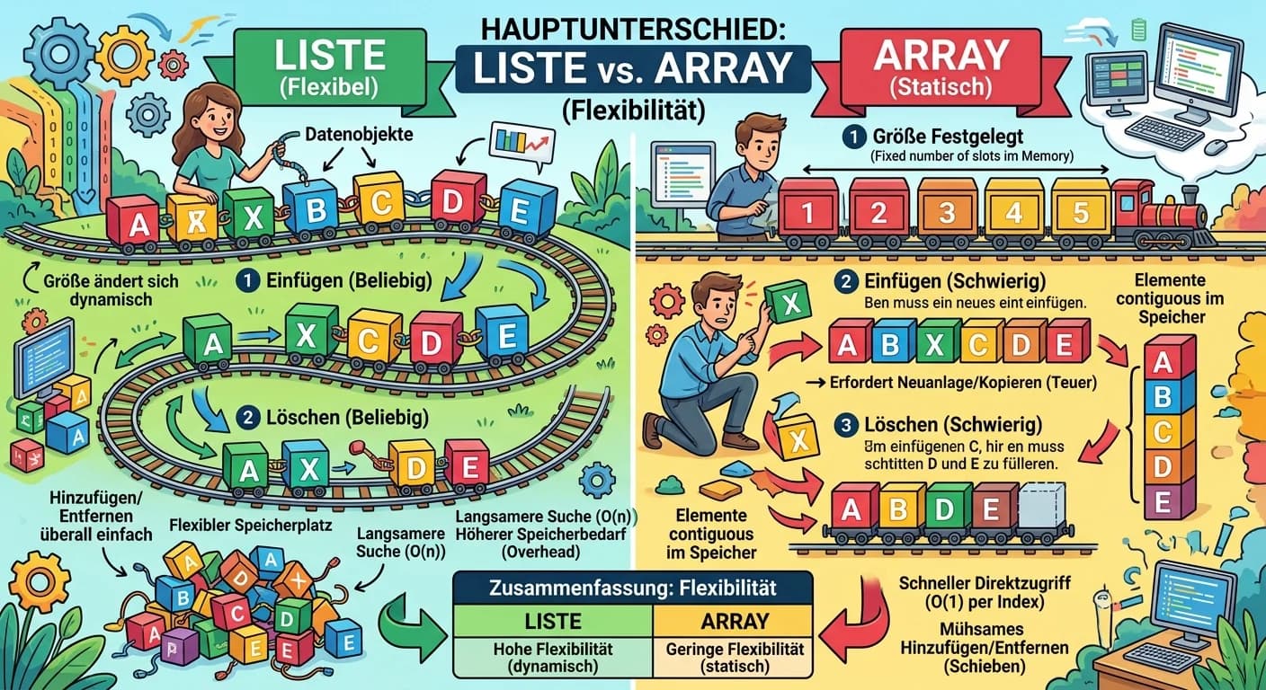 Fachinformatiker: Liste vs. Array Datenstruktur – einfach erklärt
