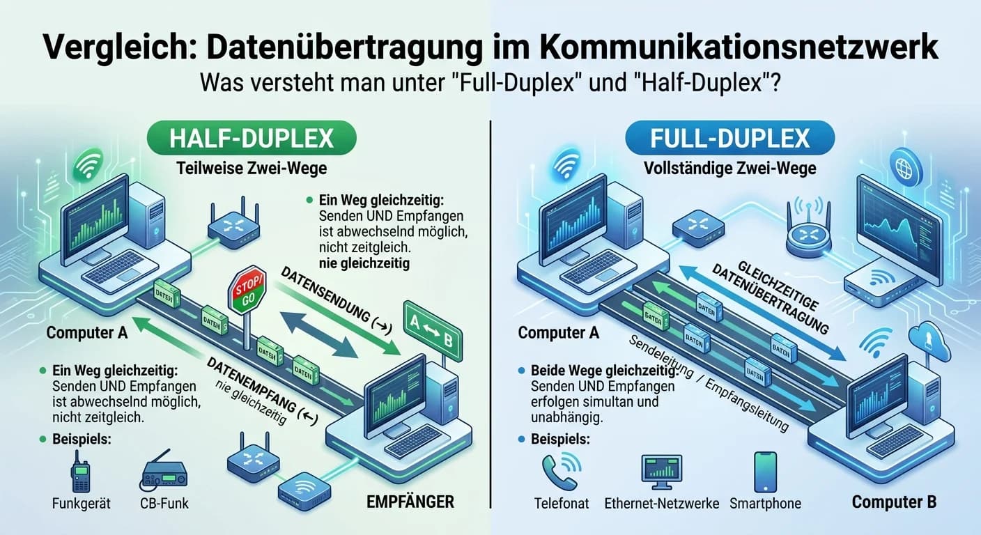 Fachinformatiker: Full-Duplex und Half-Duplex Datenübertragung – einfach erklärt