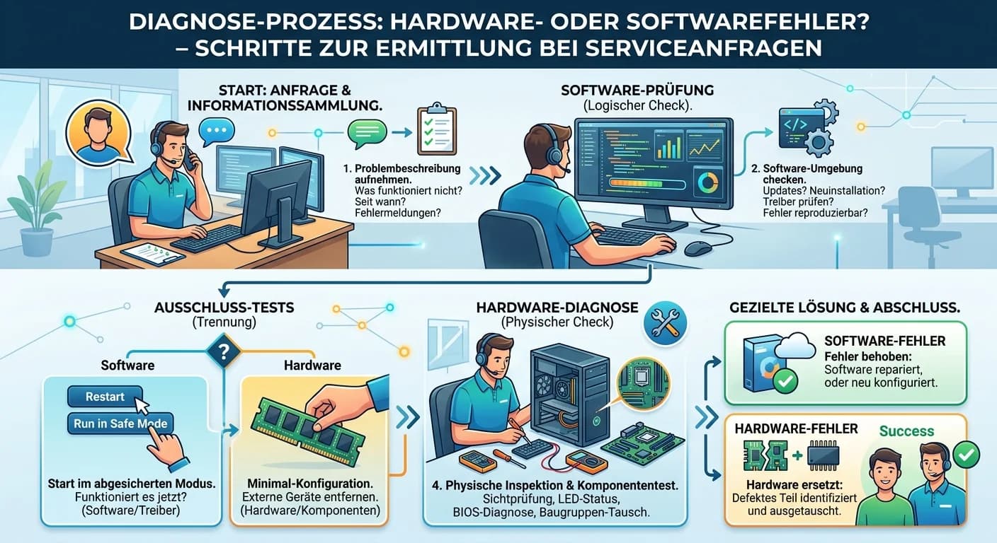 Fachinformatiker: Hardware- oder Softwarefehler bei Serviceanfragen erkennen – einfach erklärt