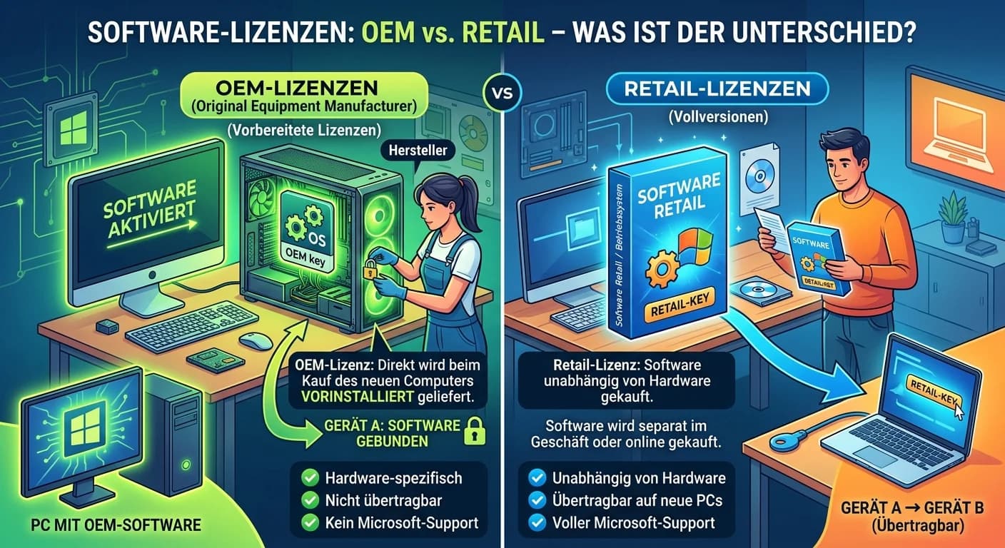 Fachinformatiker: OEM vs. Retail Lizenz bei Software – einfach erklärt