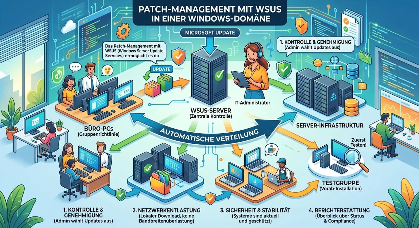 Fachinformatiker: Patch-Management mit WSUS in Windows-Domänen – einfach erklärt