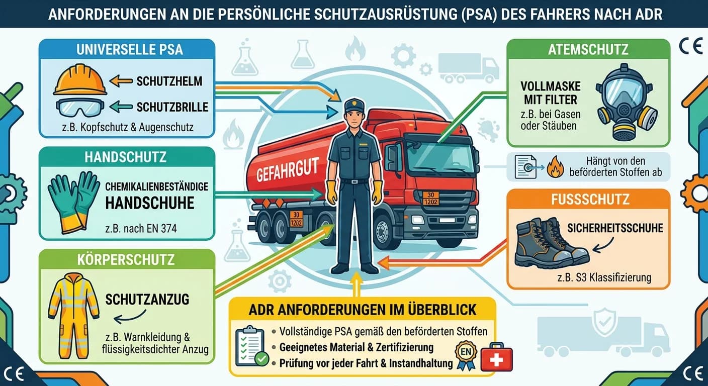 Lagerlogistik: ADR Anforderungen PSA Fahrer Gefahrguttransport – einfach erklärt