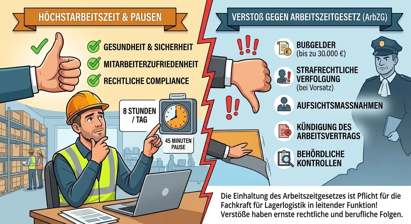 Lagerlogistik: Arbeitszeitgesetz-Verstoß & Folgen für Führungskraft – einfach erklärt