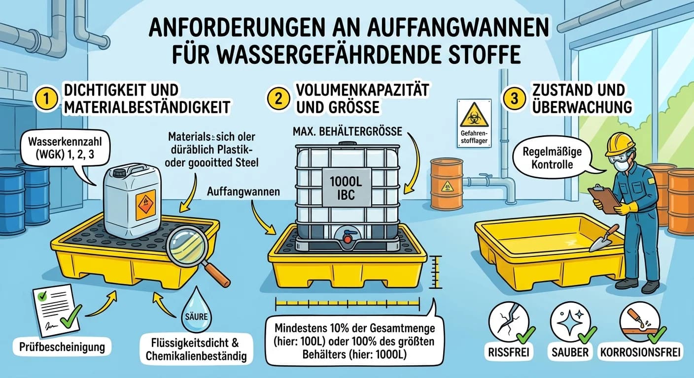 Lagerlogistik: Auffangwannen für wassergefährdende Stoffe – einfach erklärt