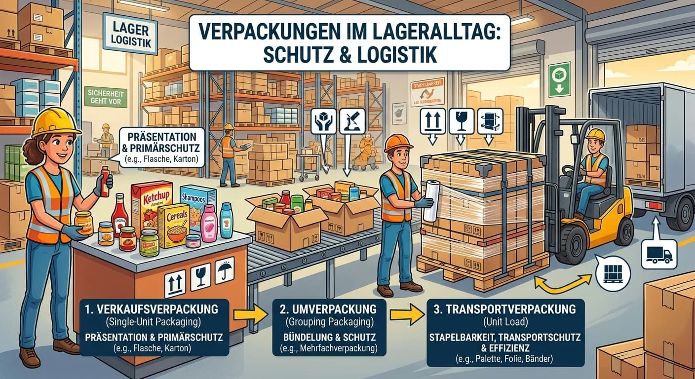 Lagerlogistik: Beschreiben Sie die verschiedenen Arten der Verpacku – einfach erklärt