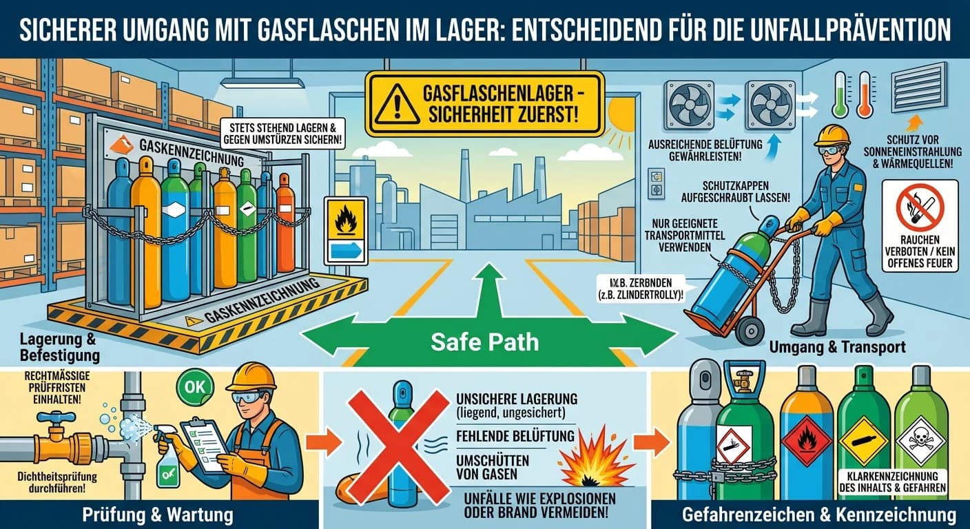 Lagerlogistik: Gasflaschen-Sicherheit im Lager – einfach erklärt