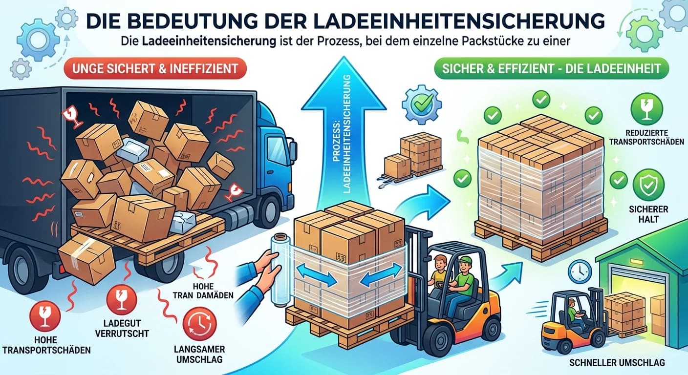 Lagerlogistik: Ladeeinheitensicherung: Transportschäden & Effizienz – einfach erklärt