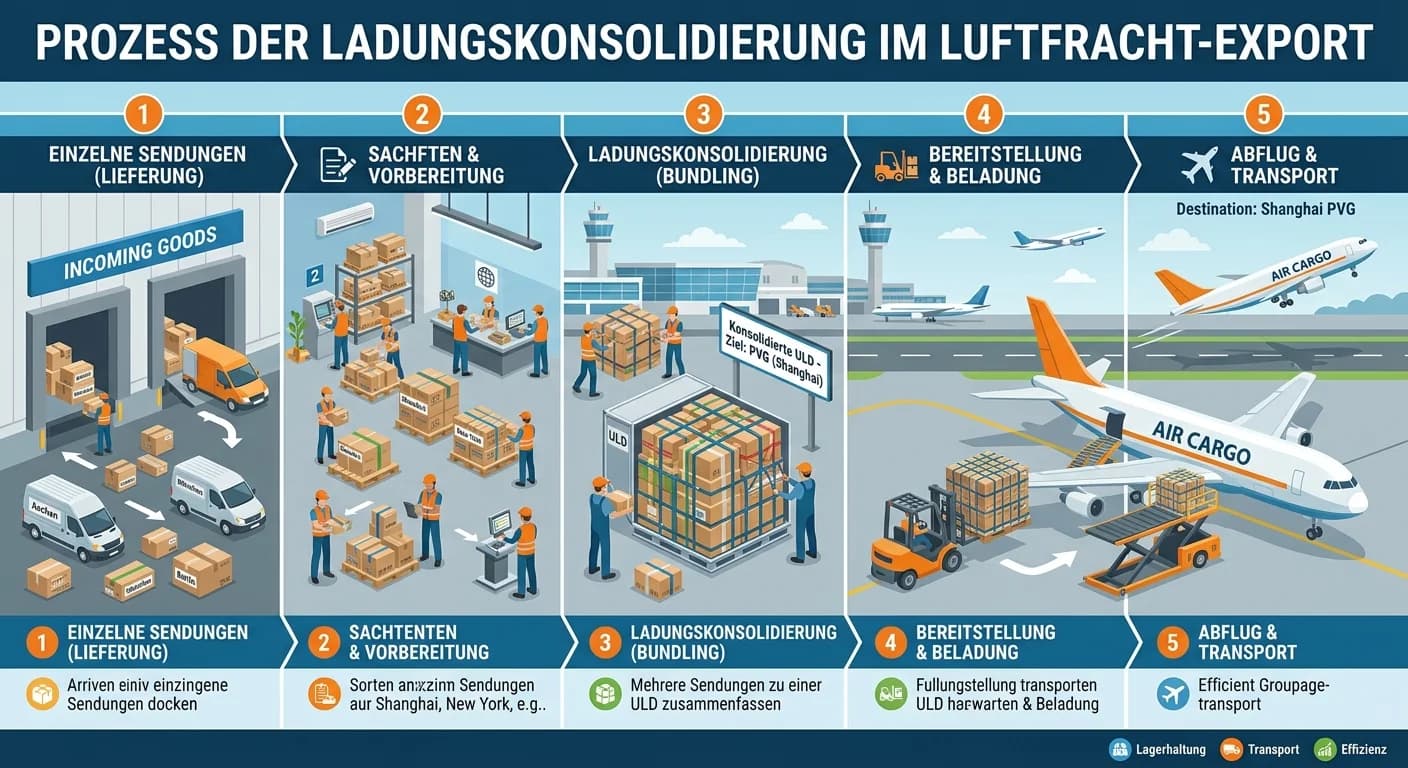 Lagerlogistik: Ladungskonsolidierung im Luftfracht-Export – einfach erklärt