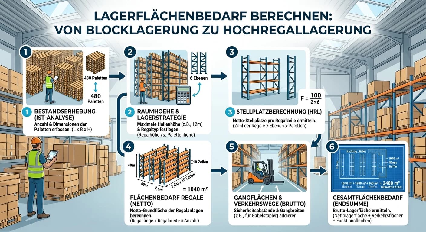 Lagerlogistik: Wie berechnet man den Lagerflächenbedarf bei einer U – einfach erklärt