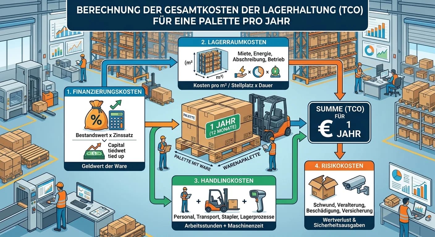Lagerlogistik: Lagerhaltungskosten Palette berechnen – einfach erklärt