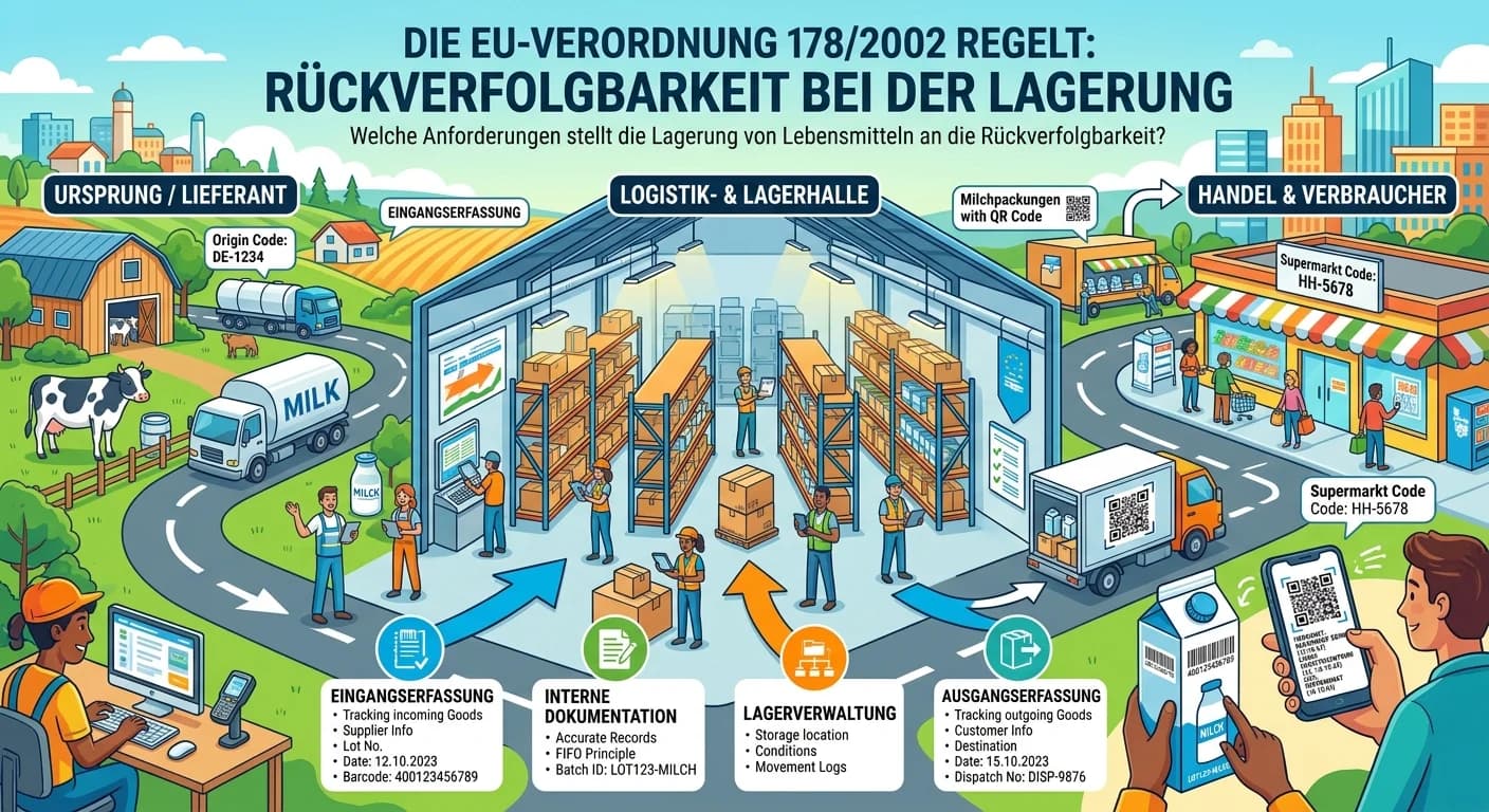 Lagerlogistik: Lebensmittel-Rückverfolgbarkeit nach EU 178/2002 – einfach erklärt