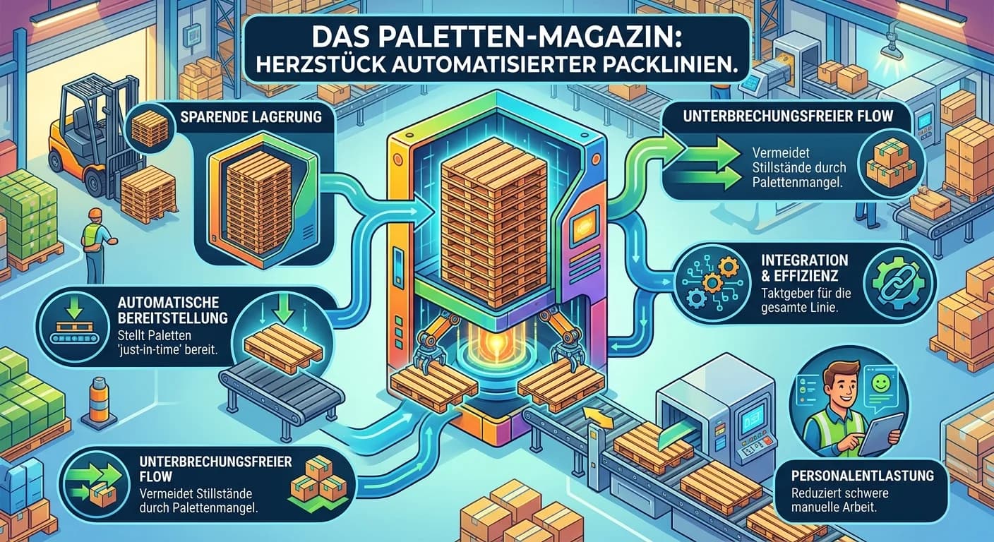 Lagerlogistik: Paletten-Magazin Funktionen automatisierte Packlinie – einfach erklärt