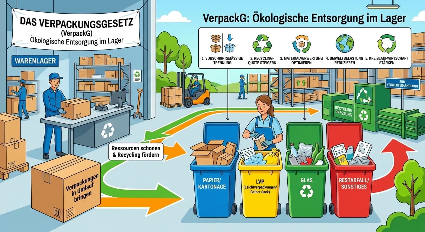Lagerlogistik: VerpackG: Ökologische Entsorgung im Lager – einfach erklärt