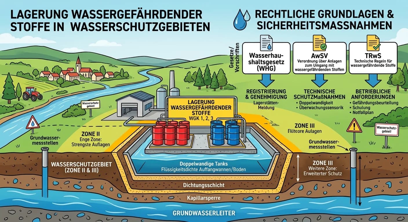 Lagerlogistik: Wassergefährdende Stoffe Lagerung Wasserschutzgebiet – einfach erklärt