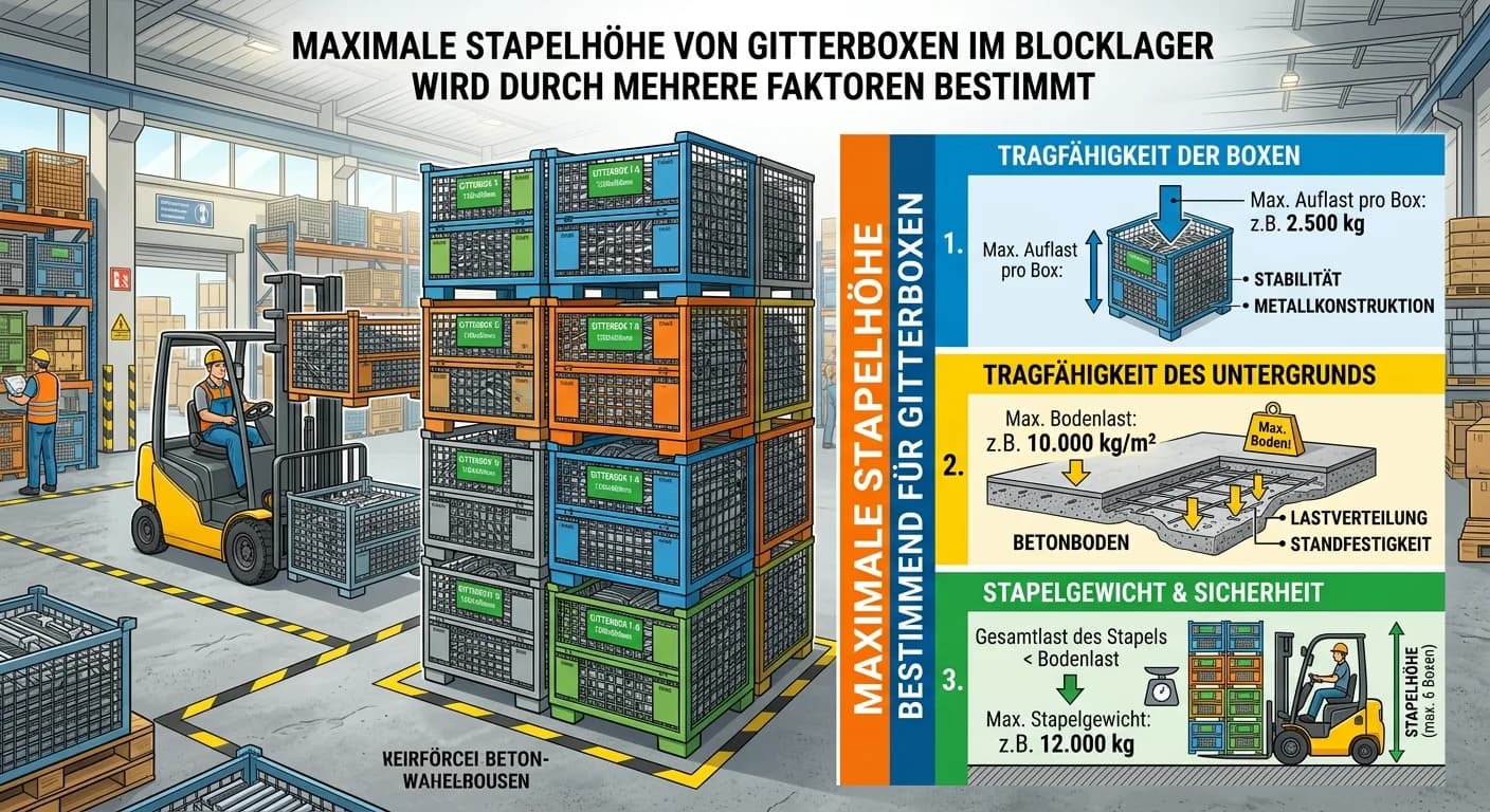 Lagerlogistik: Welche Kriterien bestimmen die Stapelhöhe von Gitter – einfach erklärt
