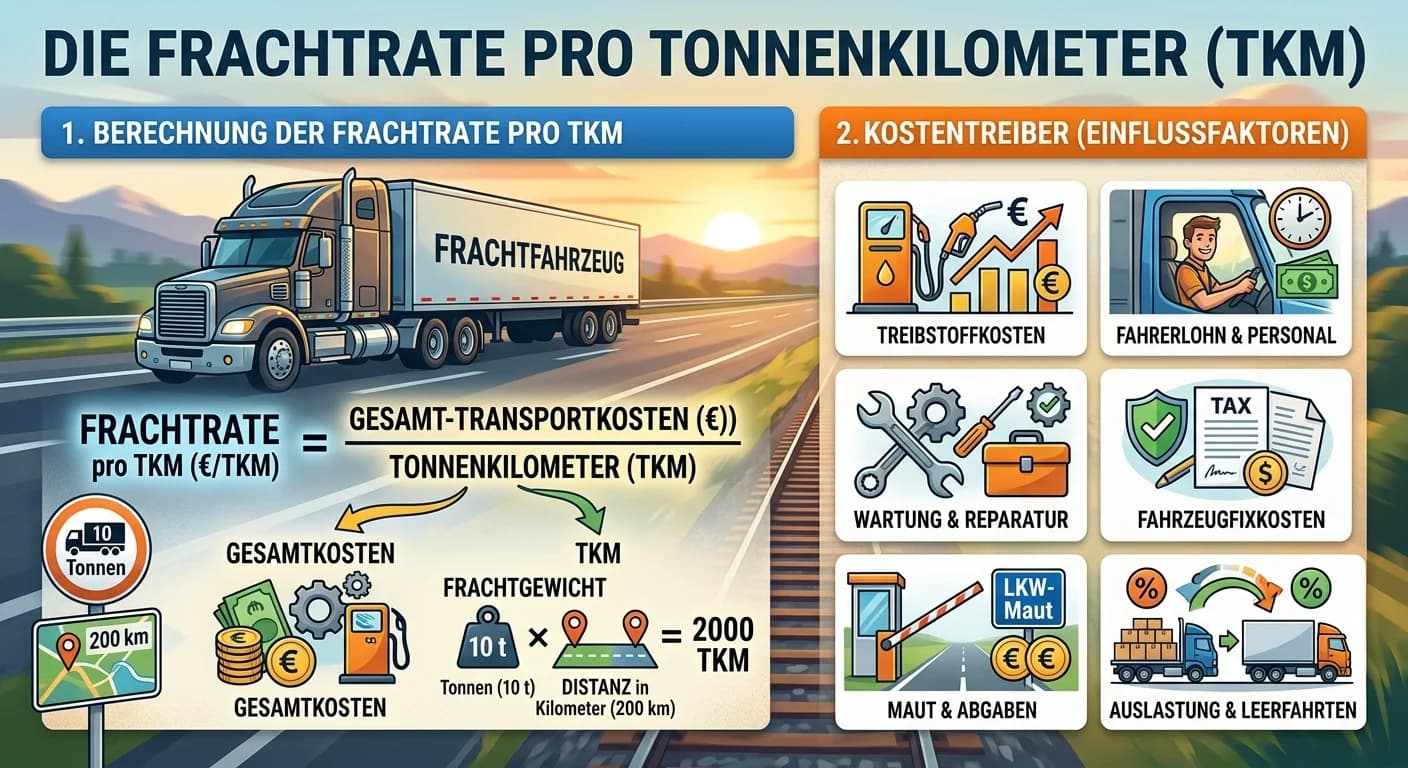 Lagerlogistik: Wie berechnet man die Frachtrate pro Tonnenkilometer – einfach erklärt