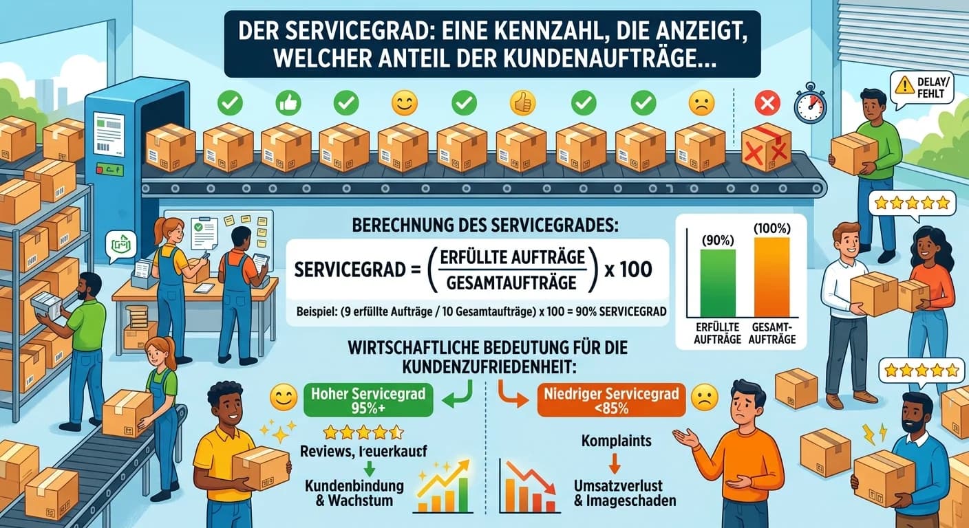 Lagerlogistik: Wie berechnet man die Kennzahl Servicegrad und welch – einfach erklärt