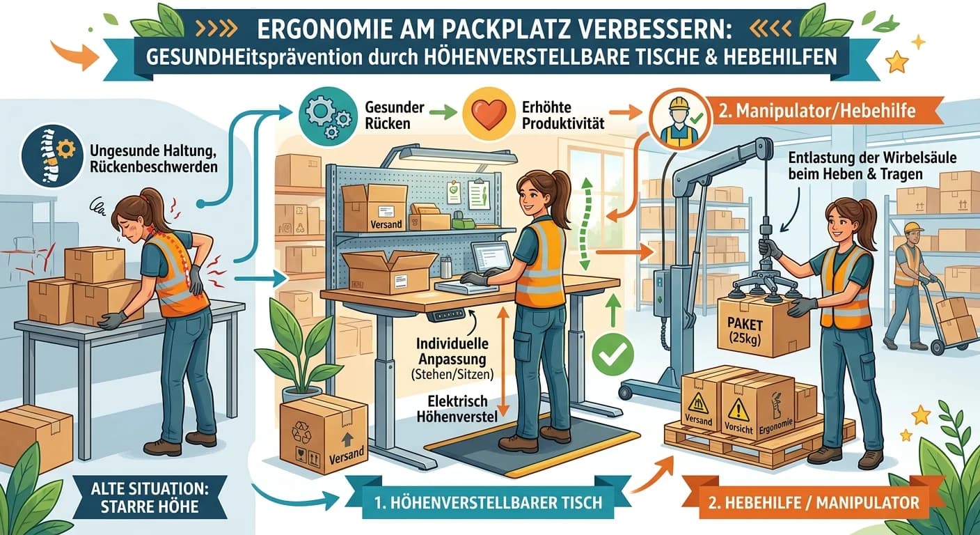 Lagerlogistik: Wie lässt sich die Ergonomie an Packplätzen durch hö – einfach erklärt