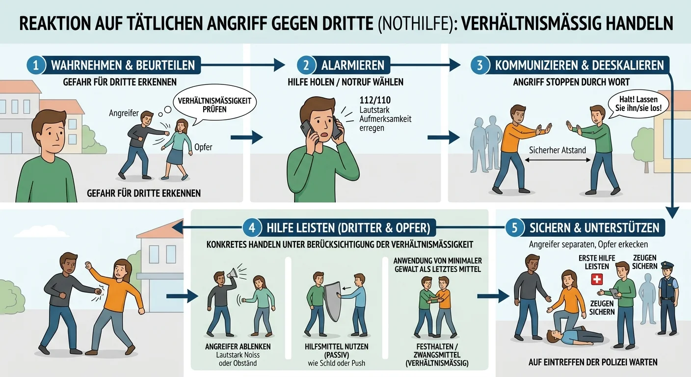 Schutz & Sicherheit: Nothilfe bei tätlichem Angriff – einfach erklärt