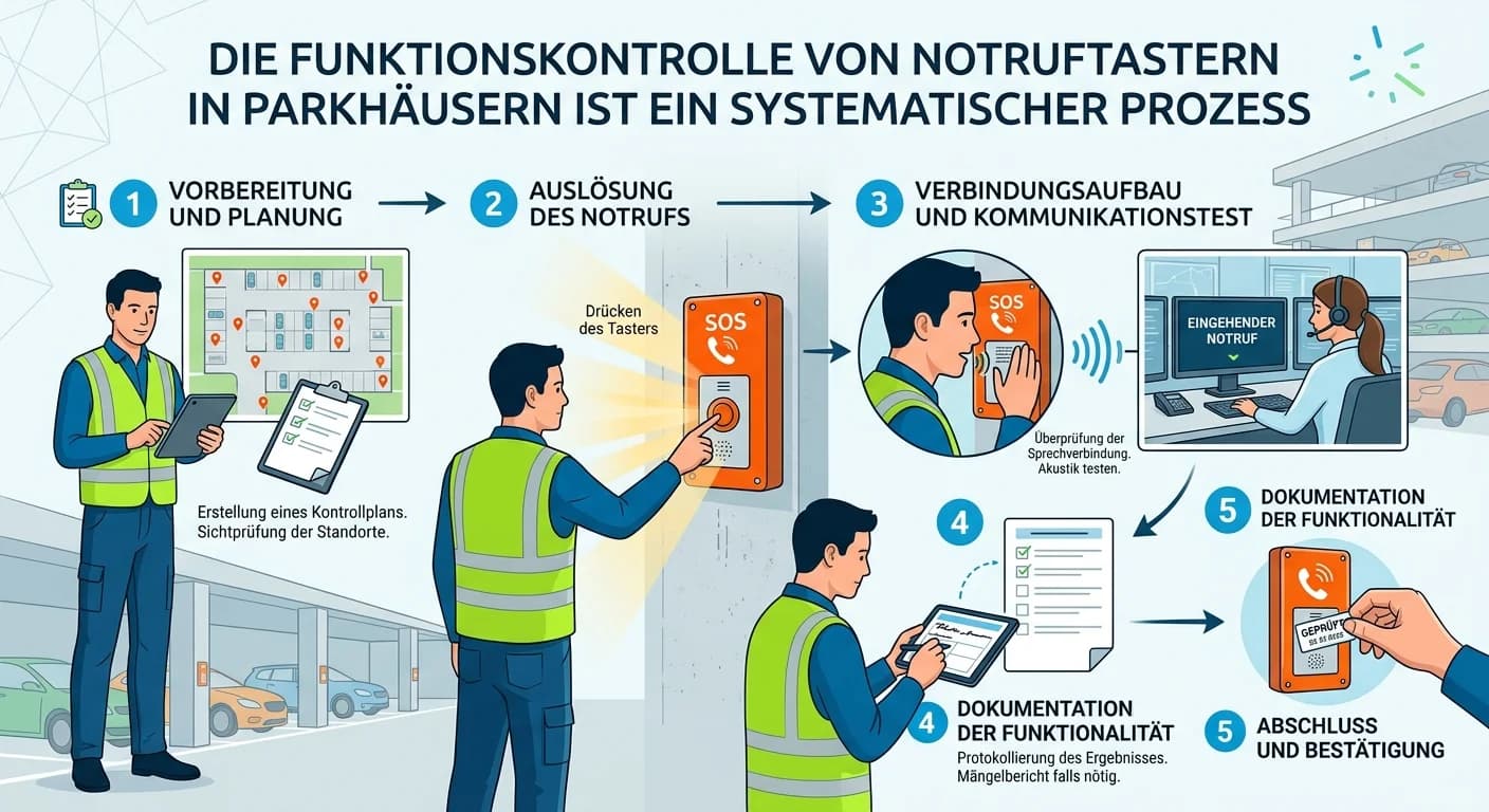 Schutz & Sicherheit: Notruftaster-Funktionskontrolle Parkhaus – einfach erklärt