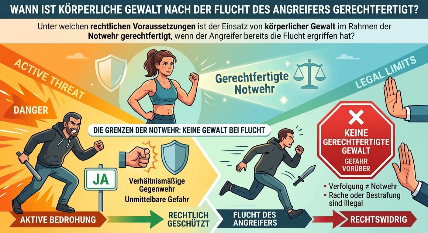Schutz & Sicherheit: Notwehr bei Flucht des Angreifers – einfach erklärt