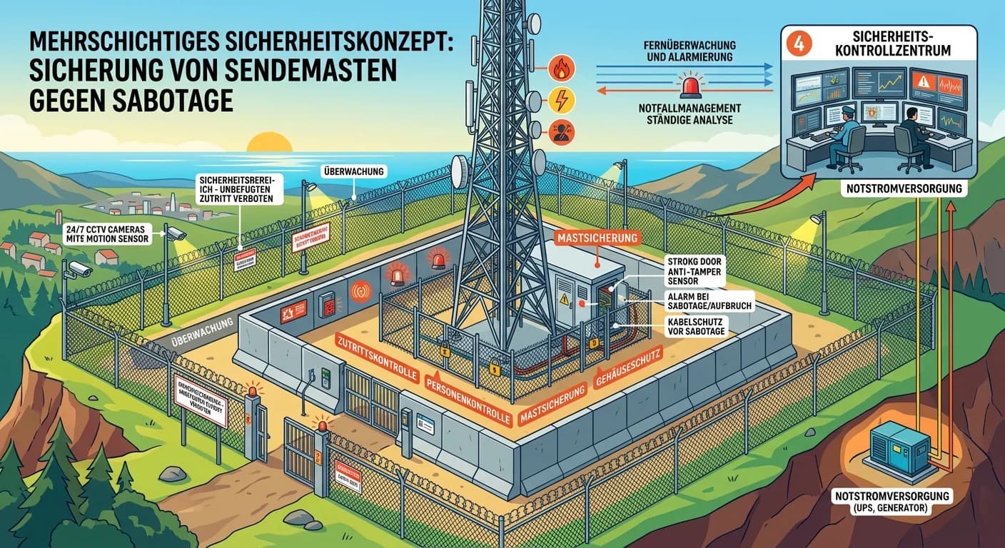 Schutz & Sicherheit: Sendemasten-Sicherung gegen Sabotage – einfach erklärt