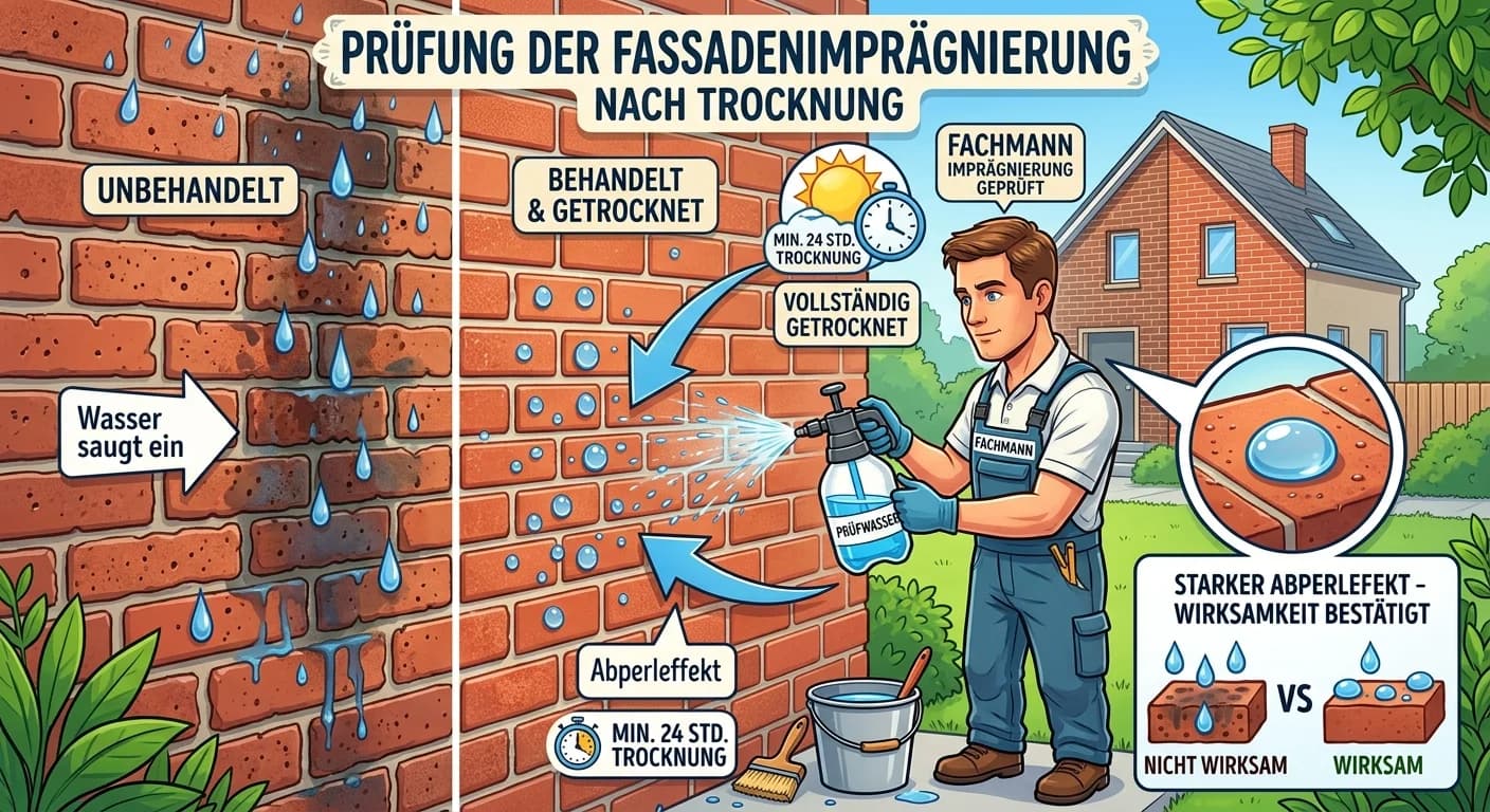 Gebäudereiniger: Fassadenimprägnierung: Wirksamkeit nach Trocknung prüfen – einfach erklärt