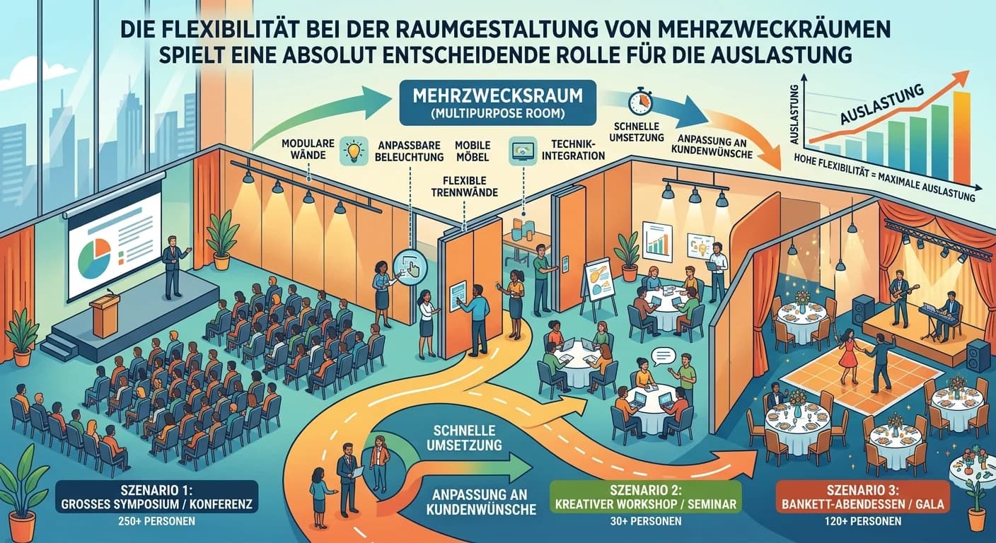 Hotelfach: Flexibilität der Raumgestaltung für Auslastung von Mehrzweckräumen – einfach erklärt