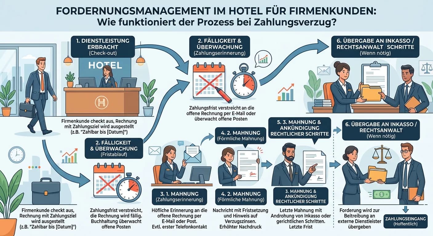 Hotelfach: Forderungsmanagement bei Firmenkunden-Zahlungsverzug – einfach erklärt