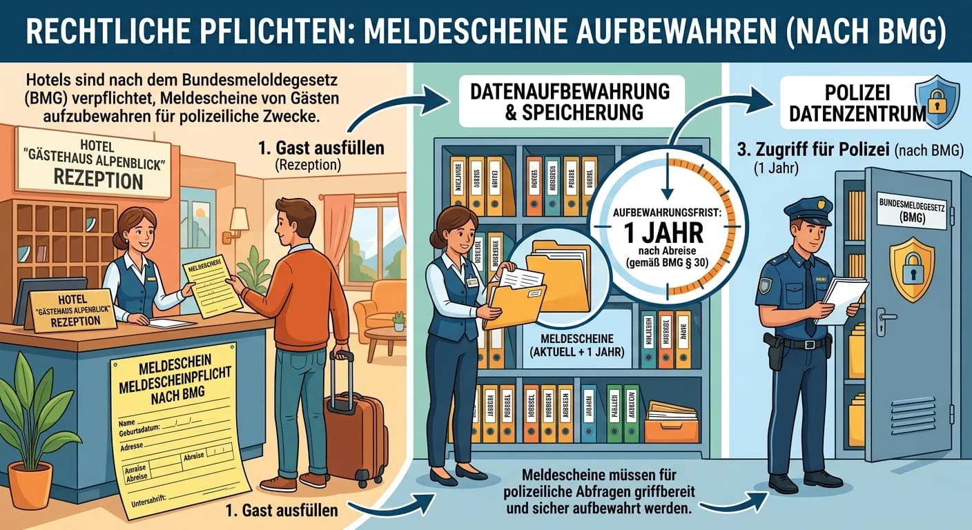 Hotelfach: Rechtliche Pflichten zur Aufbewahrung von Gästedaten für Meldescheine – einfach erklärt