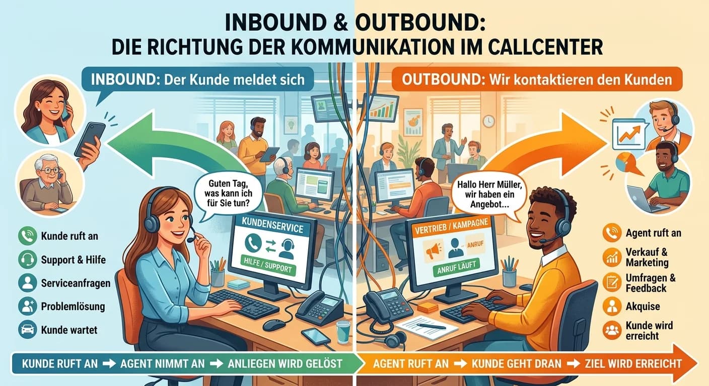 Dialogmarketing: Inbound vs. Outbound im Callcenter – einfach erklärt