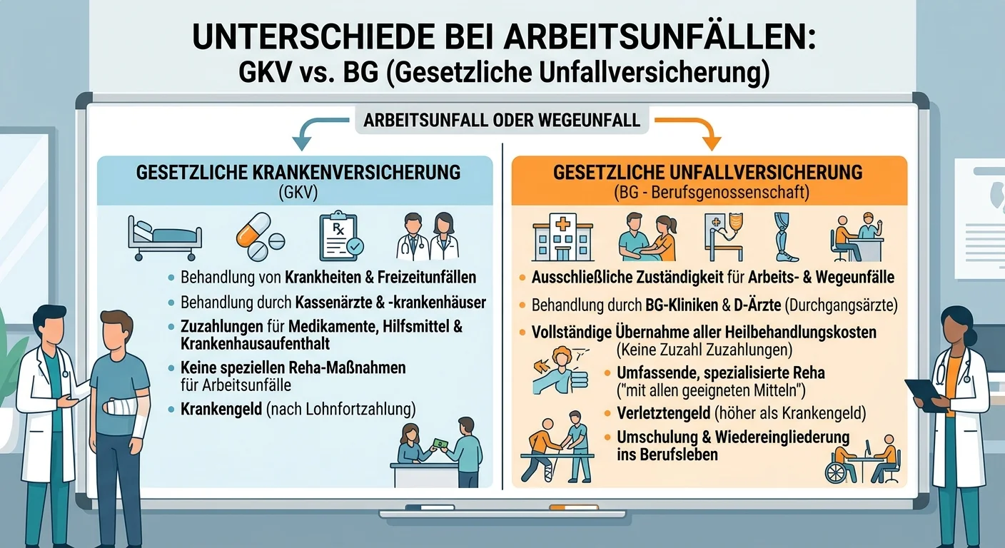 MFA: Arbeitsunfälle: Unterschiede zwischen BG und GKV in der Behandlung – einfach erklärt