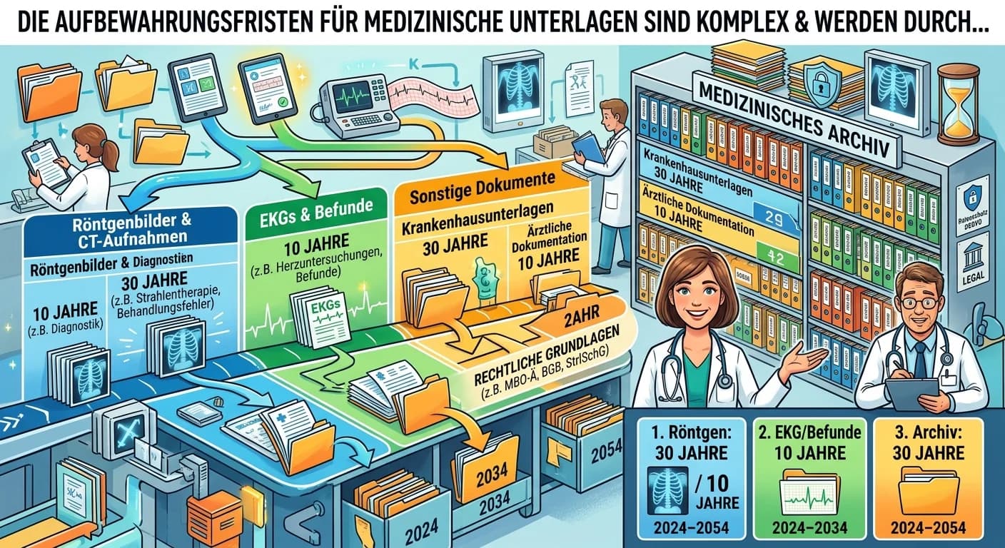 MFA: Aufbewahrungsfristen medizinischer Unterlagen (Röntgenbilder, EKGs) – einfach erklärt