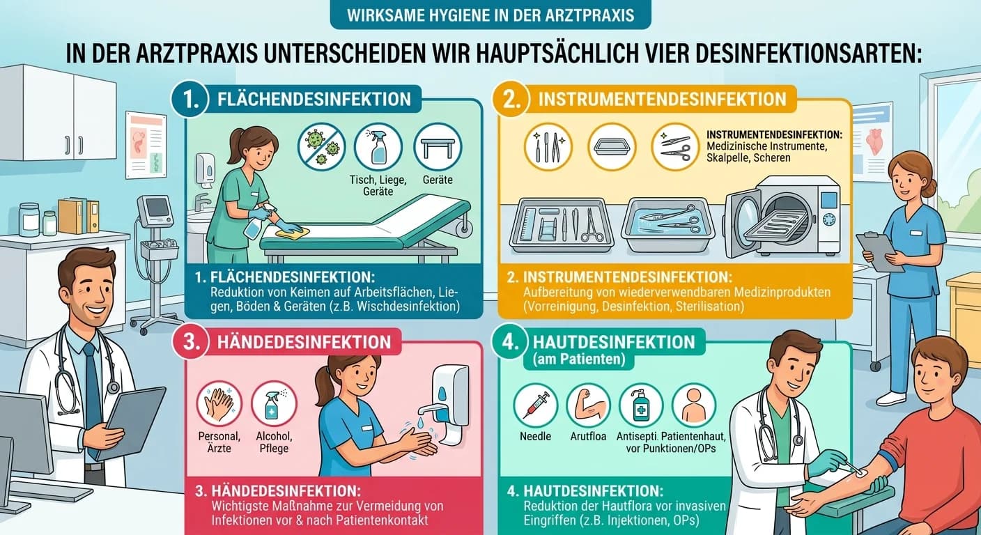 MFA: Desinfektionsarten in der Arztpraxis – einfach erklärt