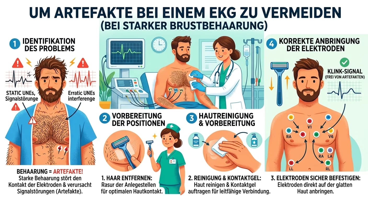 MFA: EKG-Vorbereitung bei Brustbehaarung zur Artefaktvermeidung – einfach erklärt