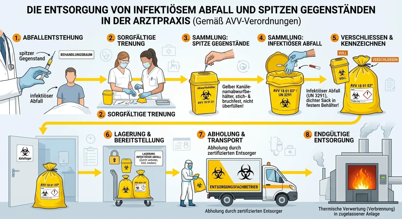MFA: Entsorgung infektiöser Abfälle und spitzer Gegenstände nach Abfallschlüssel – einfach erklärt