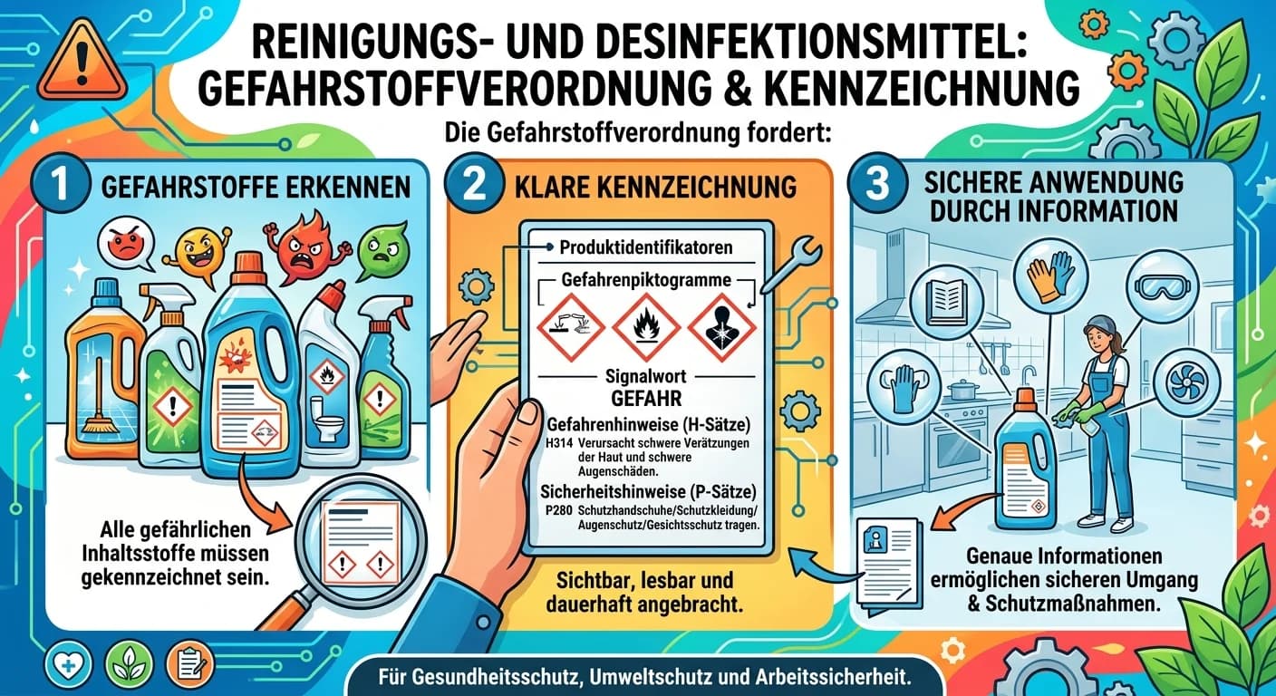 MFA: Gefahrstoffverordnung: Kennzeichnung von Reinigungs- und Desinfektionsmitteln – einfach erklärt