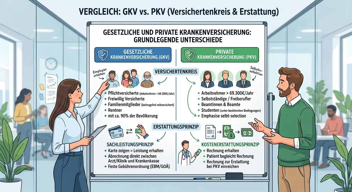 MFA: GKV vs. PKV – Versichertenkreis und Erstattungsprinzip – einfach erklärt