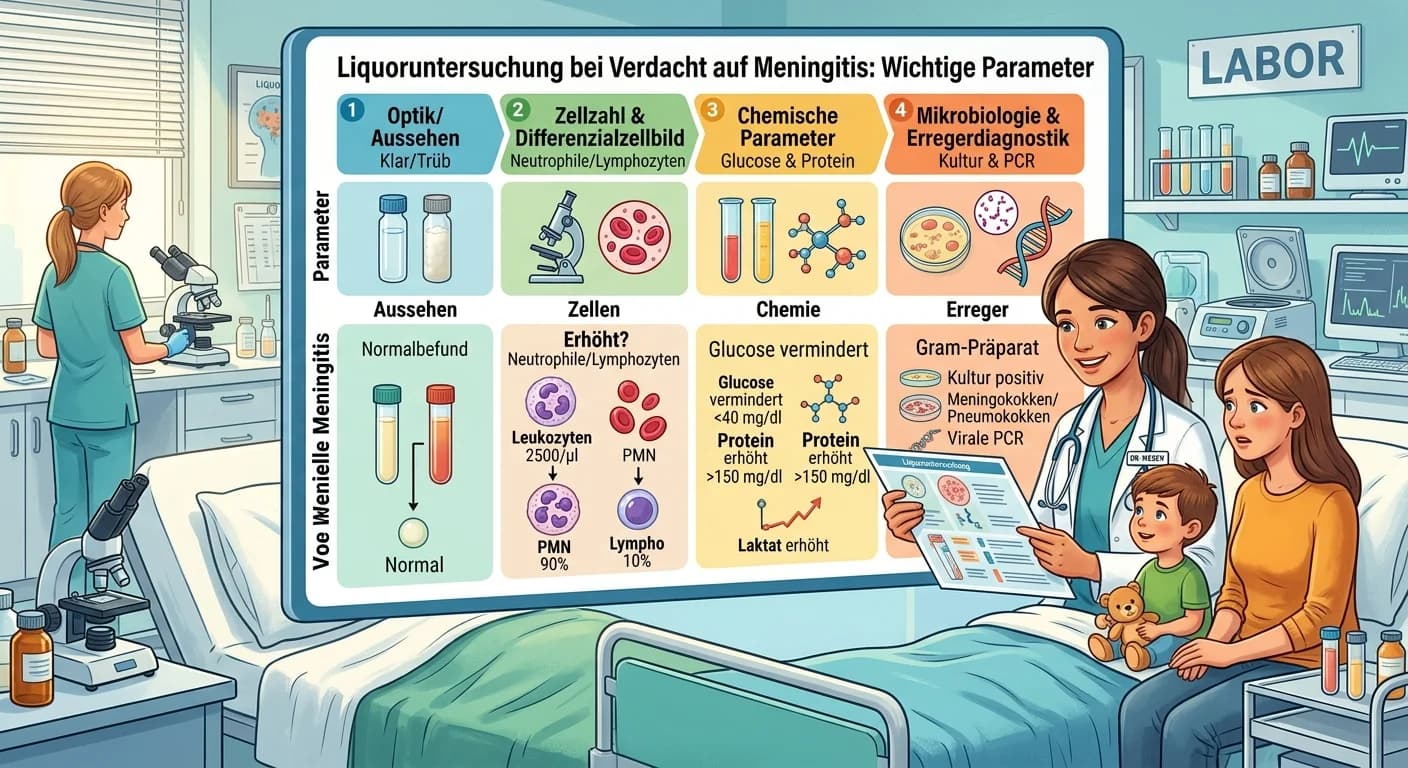 MFA: Liquoruntersuchung Meningitis: Zellzahl, Protein, Glukose – einfach erklärt