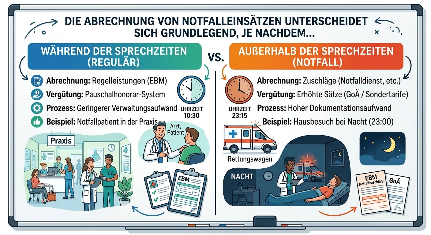 MFA: Notfalleinsatz-Abrechnung: Unterschiede Sprechzeiten vs. außerhalb – einfach erklärt