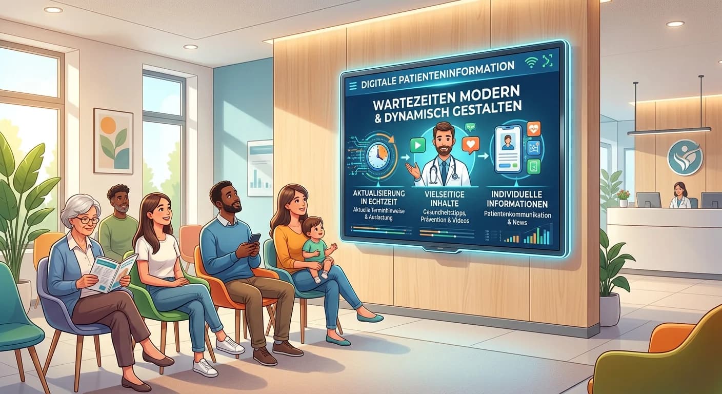 MFA: Patienteninformation modernisieren mit digitalen Monitoren im Wartezimmer – einfach erklärt