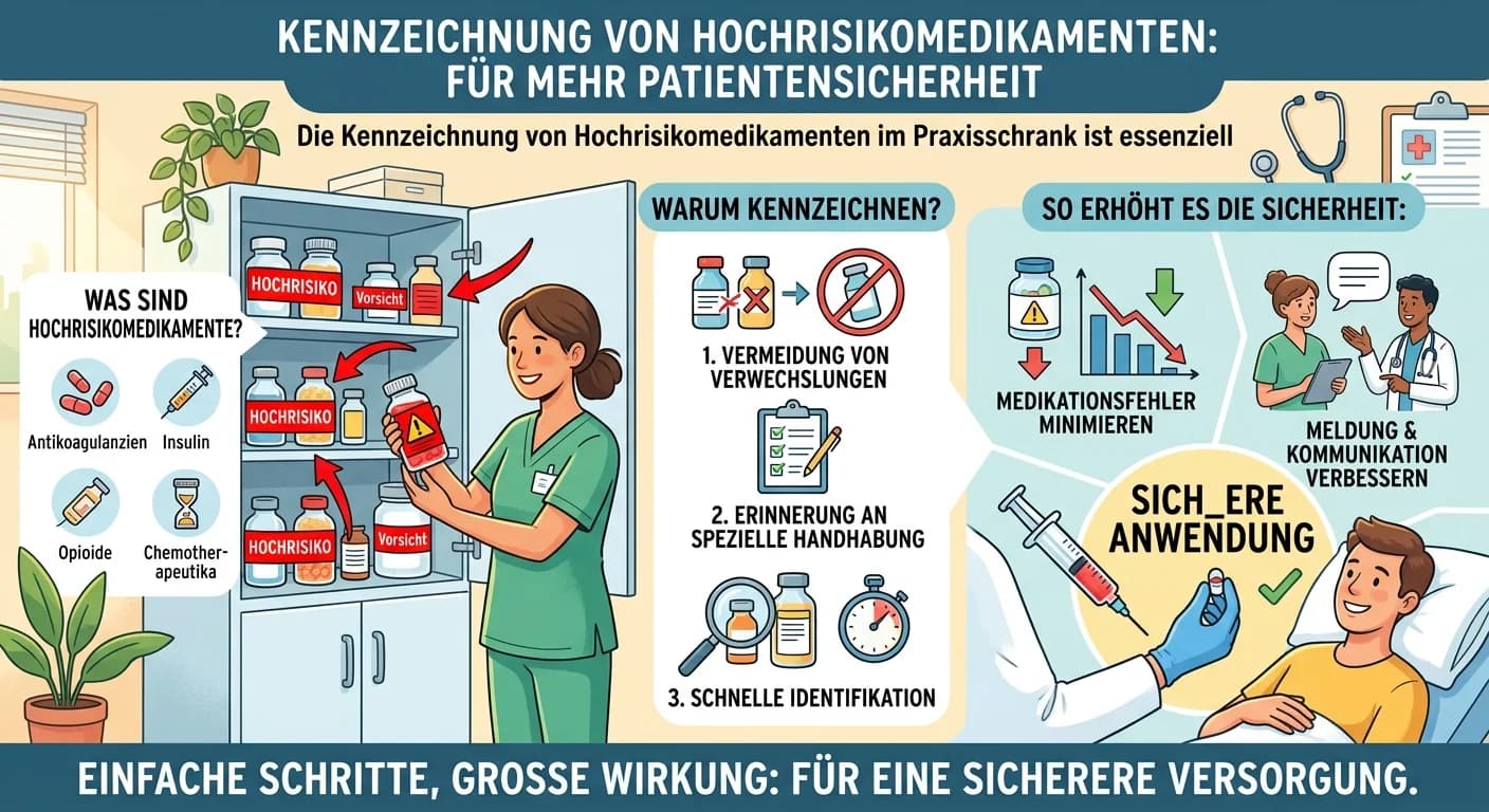 MFA: Patientensicherheit: Hochrisikomedikamente im Praxisschrank kennzeichnen – einfach erklärt