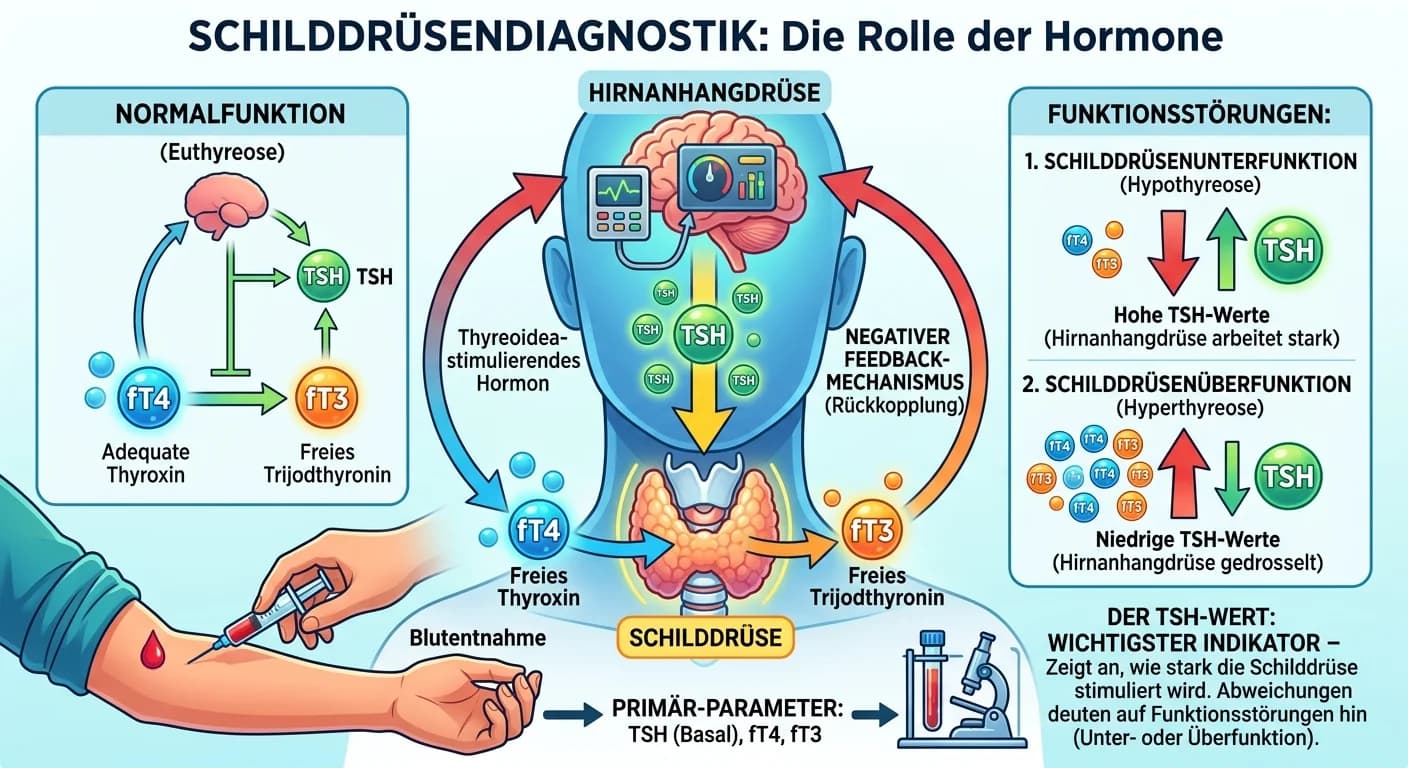 MFA: Schilddrüsendiagnostik: TSH, fT3, fT4 Parameter und TSH-Bedeutung – einfach erklärt