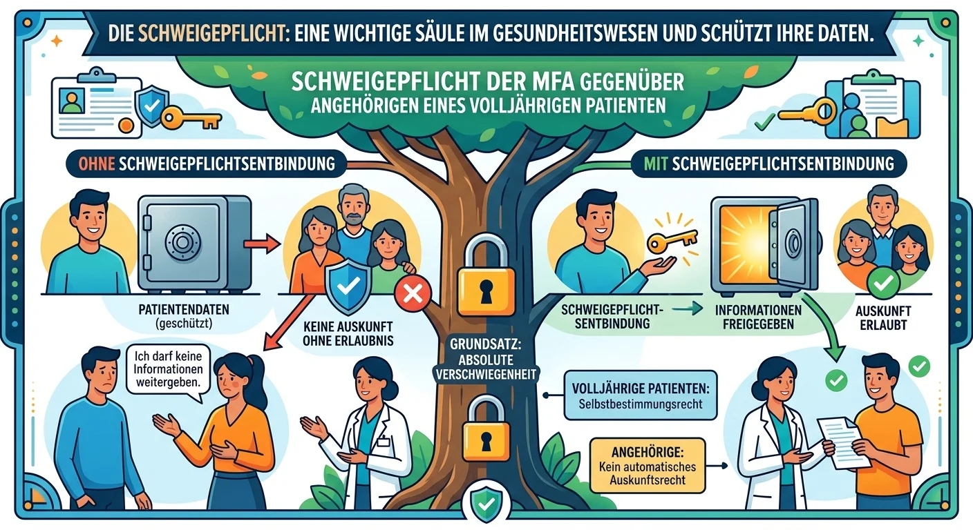 MFA: Schweigepflicht gegenüber Angehörigen volljähriger Patienten – einfach erklärt