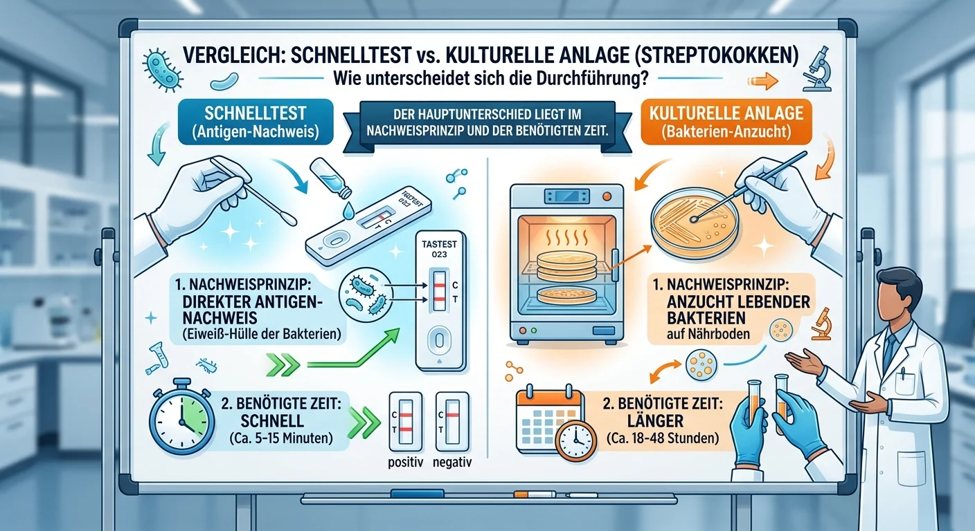 MFA: Streptokokken-Schnelltest vs. Rachenabstrich-Kultur – einfach erklärt