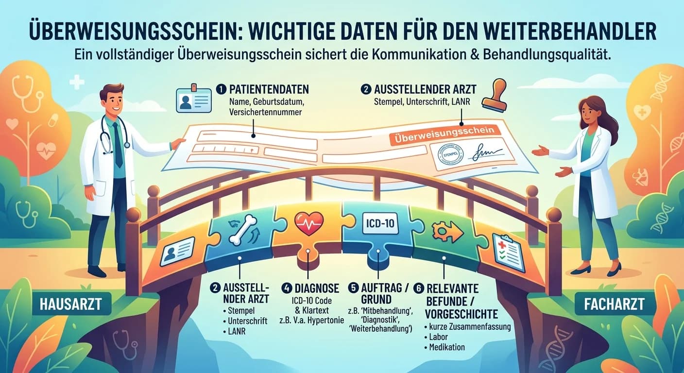 MFA: Überweisungsschein Inhalt – relevante Patientendaten für Weiterbehandlung – einfach erklärt